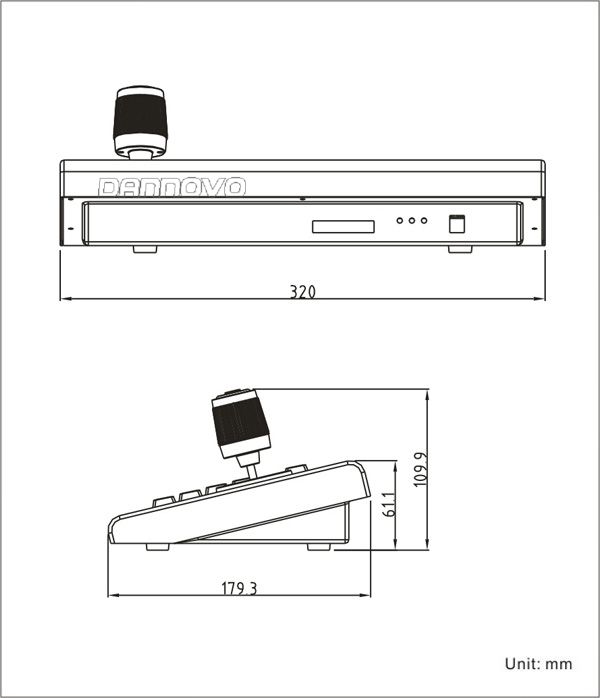 DANNOVO PTZ Controller,3D PTZ Keyboard Controller Size